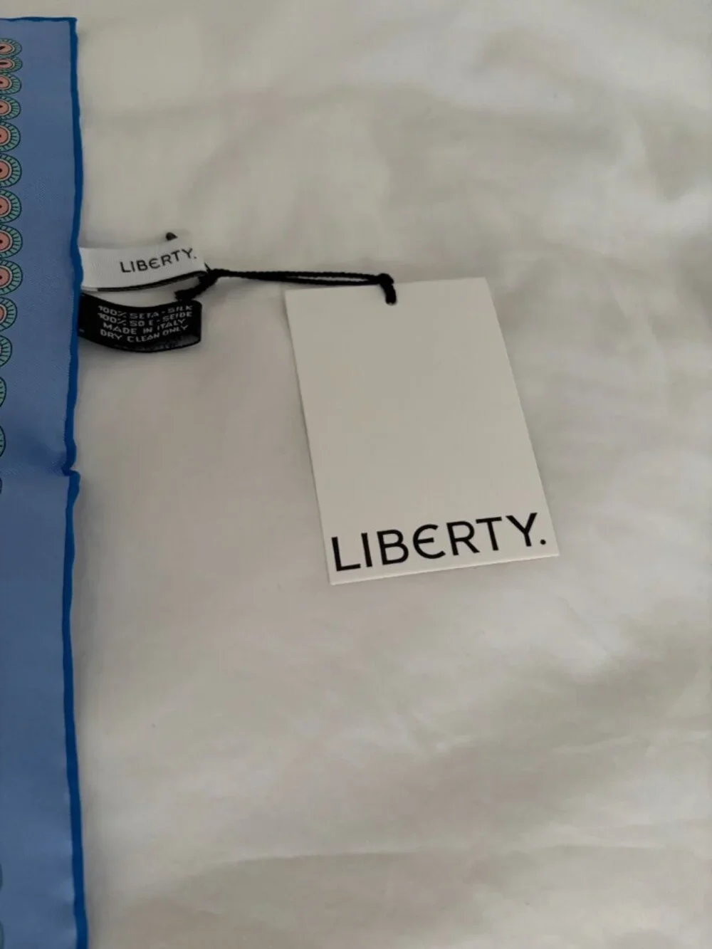 Liberty London Blue Silk Scarf Adorned with Peacocks - Never Worn